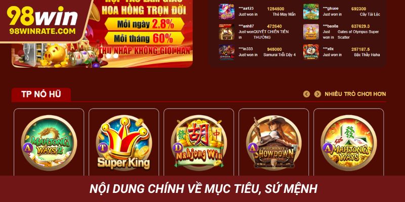 Nội dung chính về mục tiêu, sứ mệnh